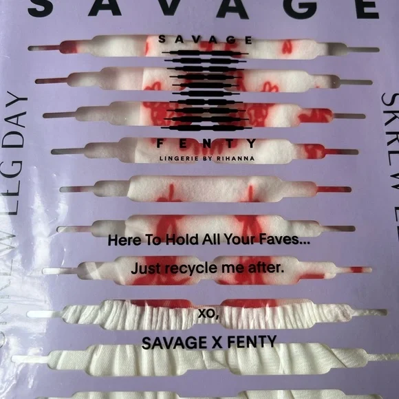 Savage X Fenty Roasted Red Fresh Ink Lined & Laced Stay-Up Stockings - Picture 10 of 13